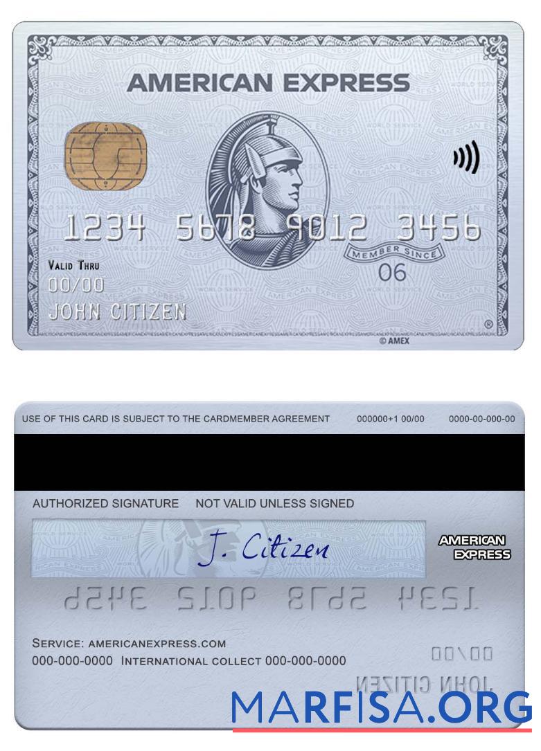 Downloadable USA Chase bank amex platinum card example